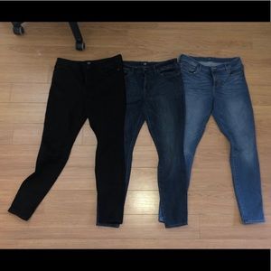 3 pairs of high rise jean jeggings